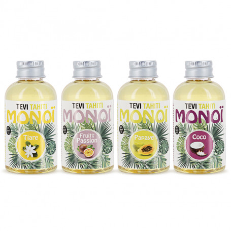 Pack monoi Tevi Tahiti 4 parfums de 60ml