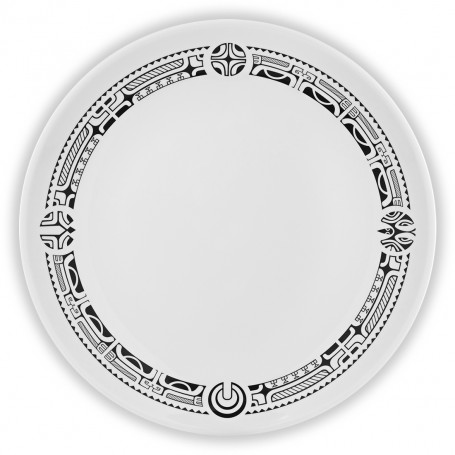 Assiette ronde mélamine tatoo polynésien 4 éléments 25 cm