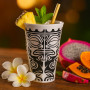 Glass melamine Polynesian tatoo tiki frieze
