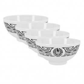 Set de 4 cuencos de melamina con bandera y tatuaje polinesio