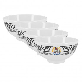 Set of 4 melamine bowls Polynesian tatoo frieze and color flag