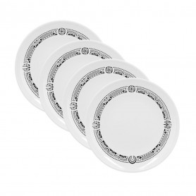 Lot 4 Assiettes rondes mélamine tatoo polynésien 4 éléments 20 cm