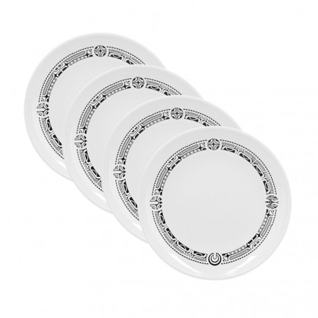Set of 4 Polynesian tatoo melamine round plates 4 pieces 20 cm