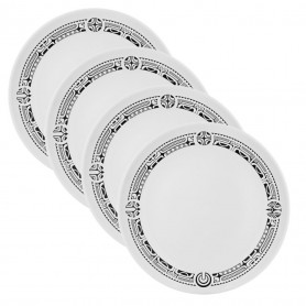 Lot 4 Assiettes rondes mélamine tatoo polynésien 4 éléments 25 cm