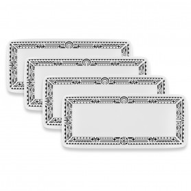 Lot 4 Assiettes café mélamine tatoo polynésien 4 éléments 27.5 x 12 cm