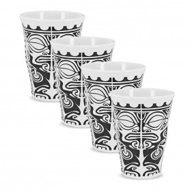 Lot 4 Verres mélamine tatoo polynésien frise tiki