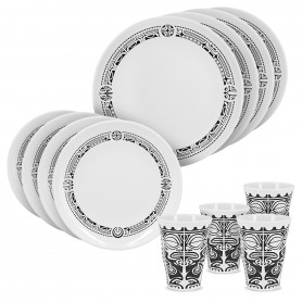 Complete set of Polynesian tatoo melamine tableware