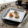 Assiette carré mélamine tatoo polynésien 4 éléments 17 cm