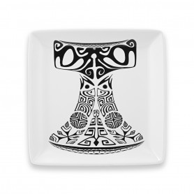 Square plate Polynesian tatoo melamine Hourglass 17 cm