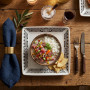Assiette carré mélamine tatoo polynésien 4 éléments 24.5 cm