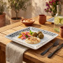 Assiette carré mélamine tatoo polynésien 4 éléments 24.5 cm