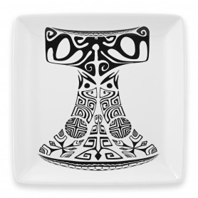 Square plate Polynesian tatoo melamine Hourglass 24.5 cm
