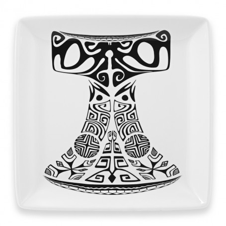 Square plate Polynesian tatoo melamine Hourglass 24.5 cm