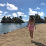 Pareo vom Markt in Papeete Rosa und Rot Inselblumen