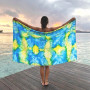 Pareo du marché de Papeete bleu et jaune esprit des marquises