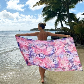 Papeete Market Pareo Pink and Purple Tahiti Paradise