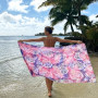 Pareo do Mercado de Papeete Rosa e Roxo Paraíso do Taiti