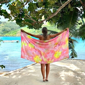 Papeete Market Pareo Red and Yellow Polynesian Dream