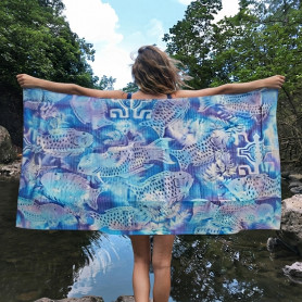 Papeete Market Pareo Blue and Purple Lagoon Treasures