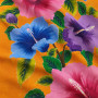 Grand Paréo Orange Sunset 4 Hibiscus Peint à la Main