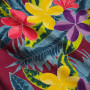 Großer Pareo in Bordeauxrot mit Frangipani-Motiv, handbemalt