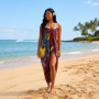 Large Hand-Painted Bordeaux-Colored Frangipani Pareo