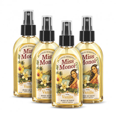 Monoï do Taiti Miss Monoï Baunilha 125 ml Conjunto de 4