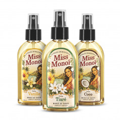 Conjunto de 3 Monoï de Tahiti Miss Monoï: Coco, Baunilha e Tiaré – 3 x 125 ml