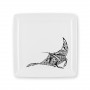 Assiette carré mélamine tatoo polynésien Raie Manta 17 cm