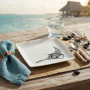 Assiette carré mélamine tatoo polynésien Raie Manta 17 cm