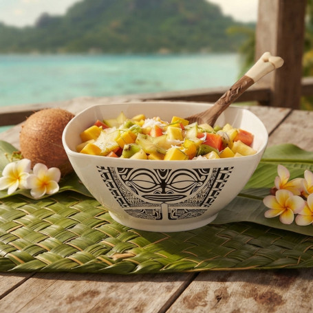 Ensaladera de melamina «Tatoo Tiki» cuadrada