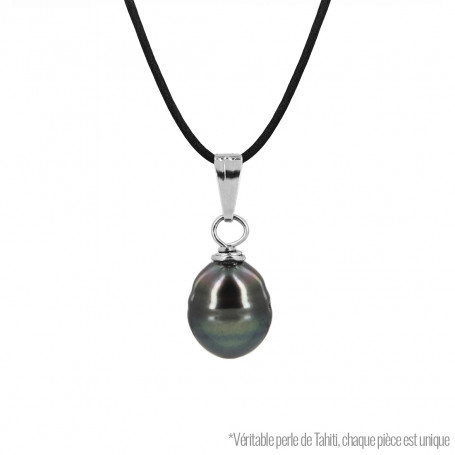 Collar Poe con perla auténtica de Tahití