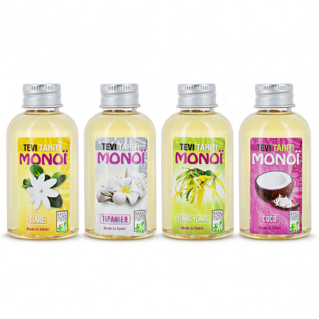 Pack monoi Tevi Tahiti 4 parfums de 60ml
